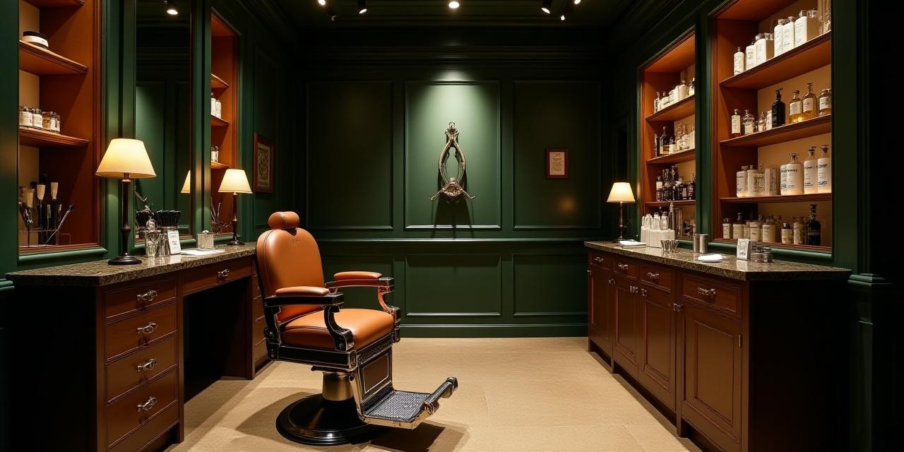 Interno della barberia CalligraBarba a Roma con dettagli vintage e moderni